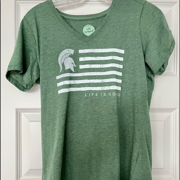 Lot of 2 MSU V-Neck LIFE IS GOOD Tees, Medium - Picture 8 of 12